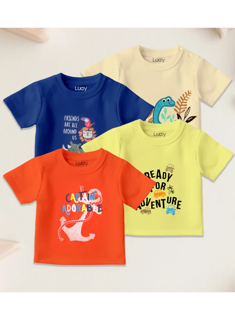 LUAY 100% Bamboo T-Shirts for Boys & Girls Festive Short Sleeve Styles in Vibrant Colors and Patterns for Kids and Toddlers_Regular Fit