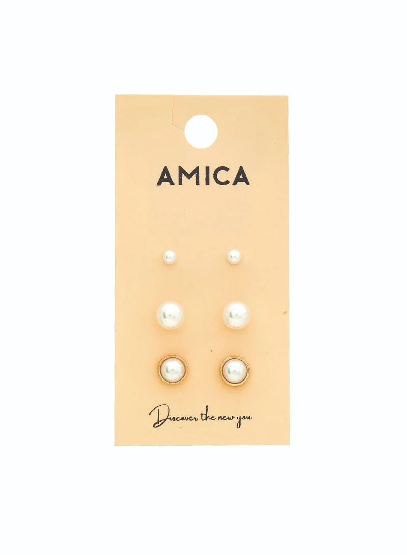 AMICA Pretty in Pearls' Set of 3 Earrings