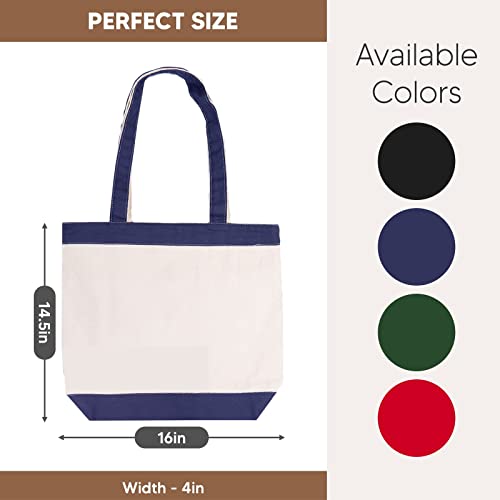 CUSTOMIZE123 Canvas Tote Bag with Handles for Woman, Reusable Cloth Bag for Groceries and Shopping - Blank Cotton Tote Bag, Suitable for DIY Projects – HEAVY DUTY – 16" X 14.5" With 4” Gusset, Navy Blue - Image 2
