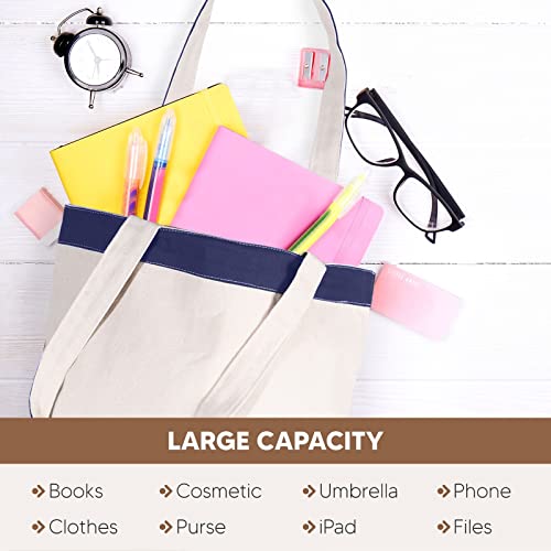CUSTOMIZE123 Canvas Tote Bag with Handles for Woman, Reusable Cloth Bag for Groceries and Shopping - Blank Cotton Tote Bag, Suitable for DIY Projects – HEAVY DUTY – 16" X 14.5" With 4” Gusset, Navy Blue - Image 3