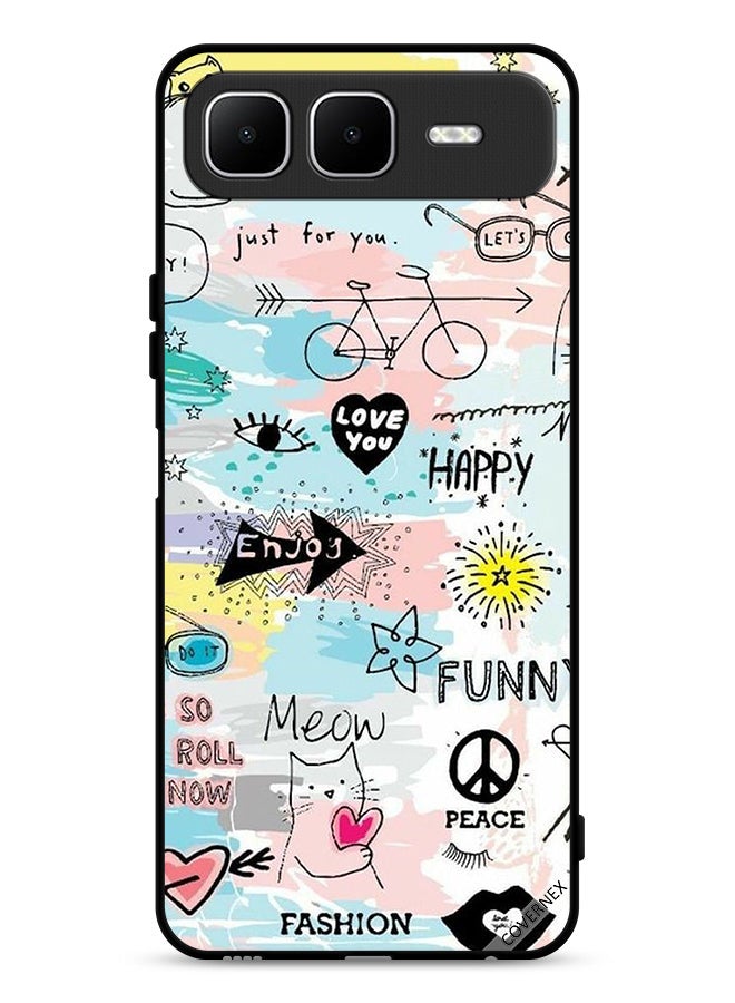 Covernex Infinix Smart 10 Plus Protective Case Cover Doodle Meow Enjoy