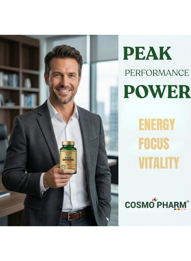 Cosmo Pharm Korean Ginseng 2000mg | Panax Ginseng Extract for Energy & Vitality | 90 Vegetable Capsules - Image 4