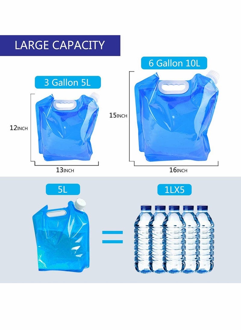 SYOSI Friusate Car Water Storage Bag 5L + 10L Folding Water Bag Portable and Foldable Outdoor Water Carrier Container for Camping Hiking Picnic BBQ Camping Hiking Picnic Foldable Blue  - Image 2