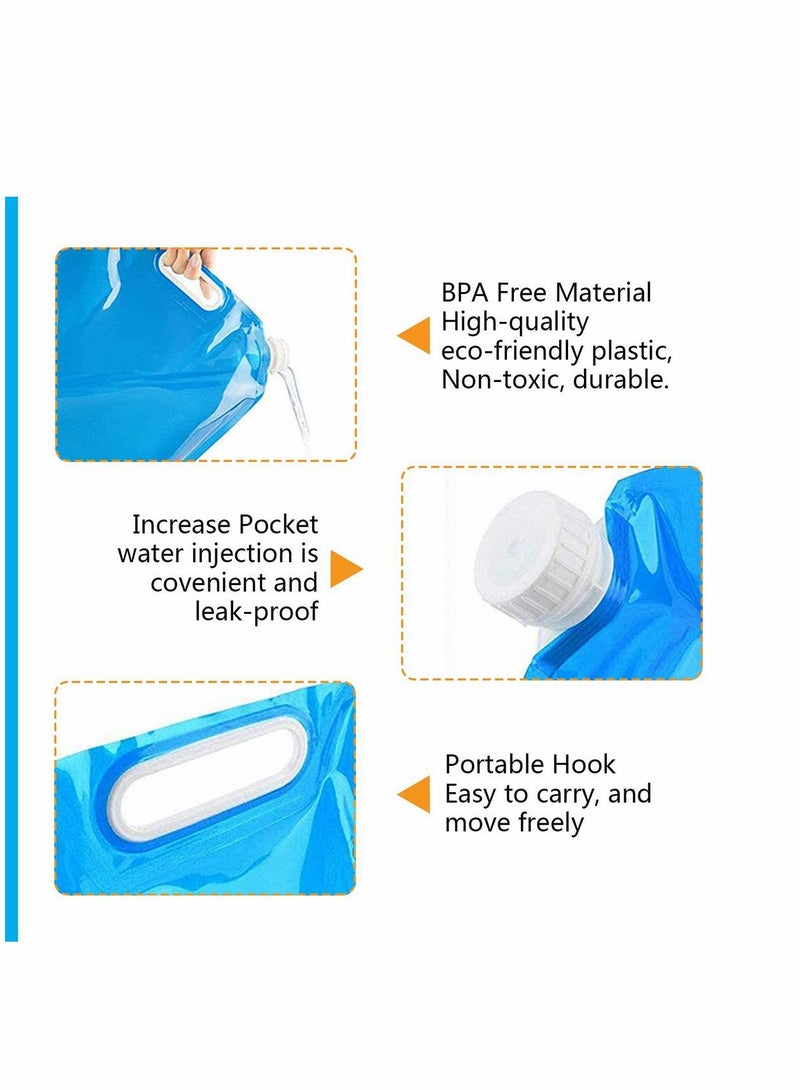 SYOSI Friusate Car Water Storage Bag 5L + 10L Folding Water Bag Portable and Foldable Outdoor Water Carrier Container for Camping Hiking Picnic BBQ Camping Hiking Picnic Foldable Blue  - Image 4