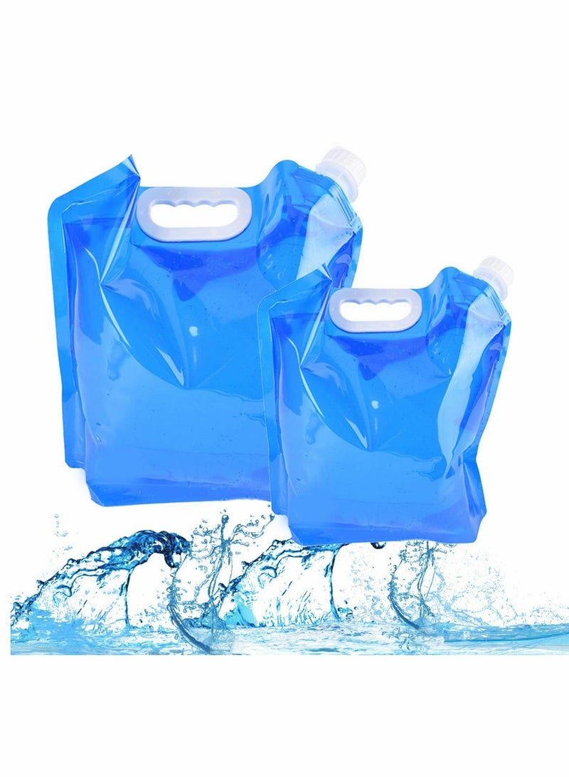 SYOSI Friusate Car Water Storage Bag 5L + 10L Folding Water Bag Portable and Foldable Outdoor Water Carrier Container for Camping Hiking Picnic BBQ Camping Hiking Picnic Foldable Blue  - Image 1