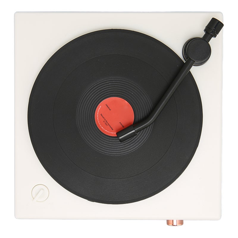 Vinyl Record Player Style Bluetooth Speaker White Classic Retro Design - Professional Large Diameter Voice Coil for Natural Sound - Stepless Speed Change Technology for Home Office - Image 2