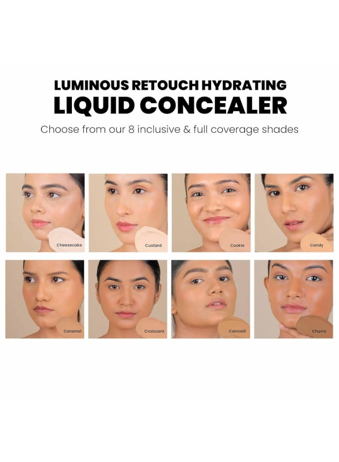 LAMIOR Luminous Retouch Concealer, Churro - 6ml, Full Coverage, Long Wear, Blendable, Feather-Light, Hydrating, Luminous Finish, Sweat-Resistant, Vegan Formula for All-Day Radiance soft matte - Image 2