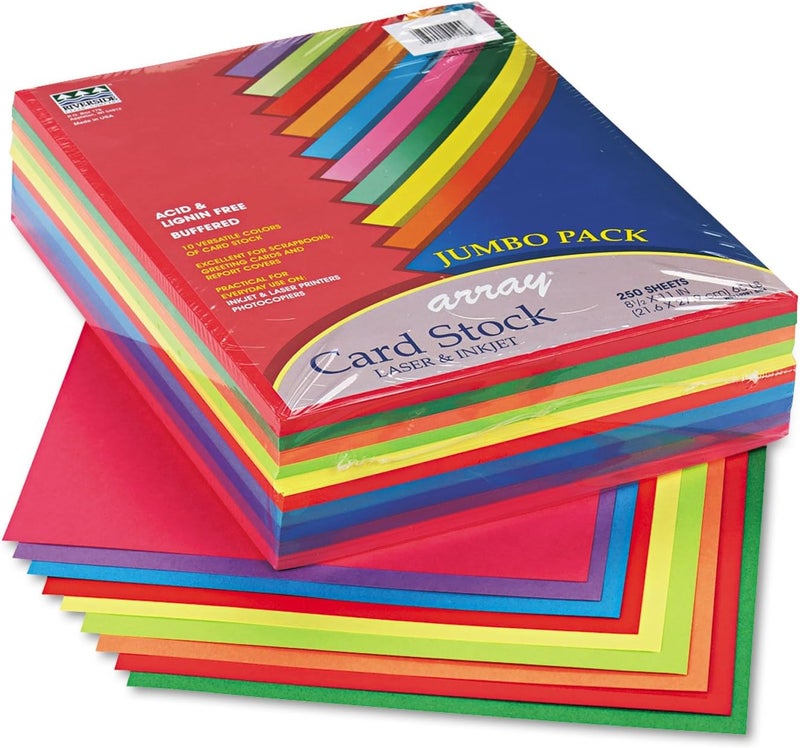 Pacon Card Stock, Colorful Jumbo Assortment, 10 Colors, 8-1/2" x 11", 250 Sheets - Image 1