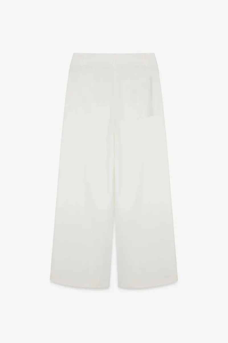Dilvin Cream Natural DILVIN Women's High-Waist Wide-Leg Crepe Trousers for Women | Best Price UAE