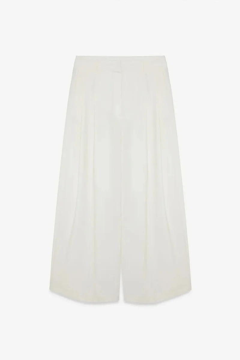Dilvin Cream Natural DILVIN Women's High-Waist Wide-Leg Crepe Trousers for Women | Best Price UAE