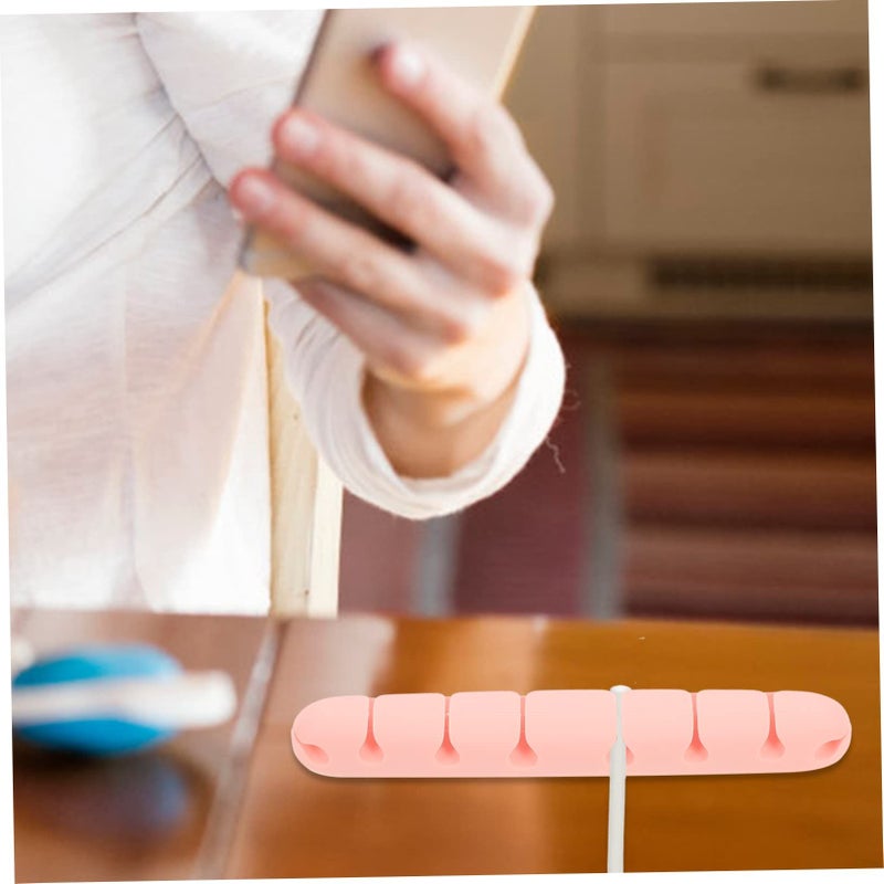 Pink Self Adhesive Cord Keeper Slots Cable Organizer 13 5x2x1 5cm for Desk Wall Appliances and Chargers - Image 5