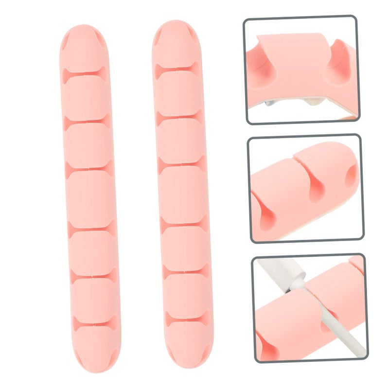 Pink Self Adhesive Cord Keeper Slots Cable Organizer 13 5x2x1 5cm for Desk Wall Appliances and Chargers - Image 4
