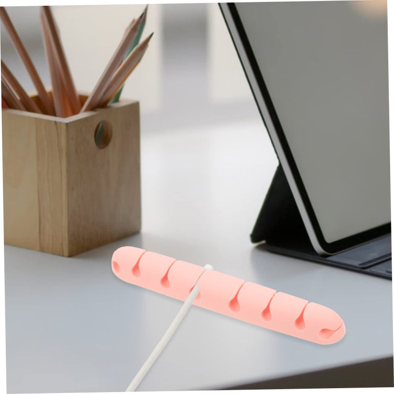 Pink Self Adhesive Cord Keeper Slots Cable Organizer 13 5x2x1 5cm for Desk Wall Appliances and Chargers - Image 3