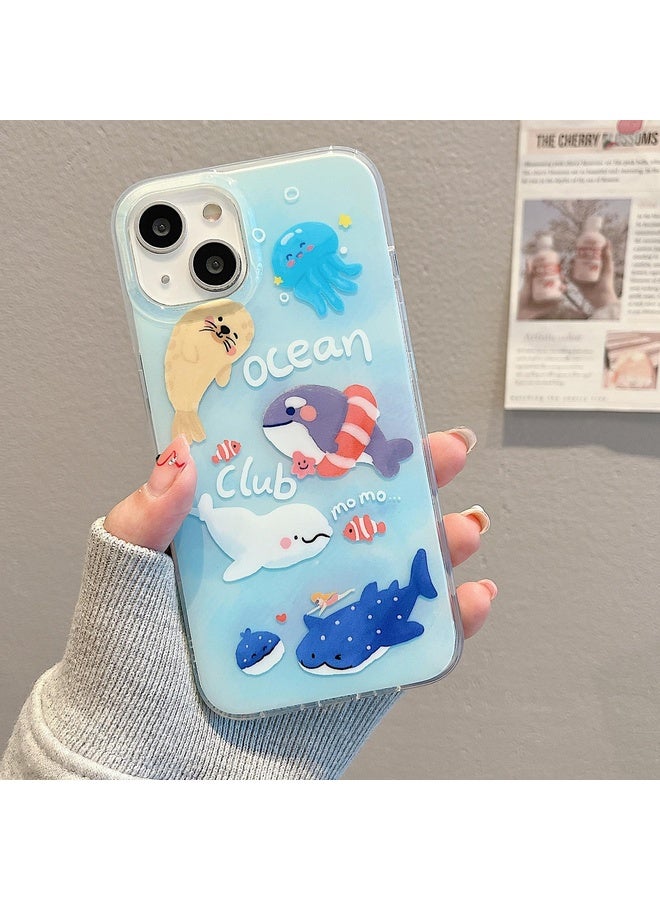 HuHa Case Cover For iPhone 14 Pro IMD Cute Animal Pattern Phone Case(Seal) - Image 2