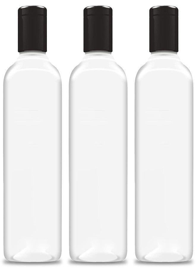 MADHYA 200ml Squeeze Bottle with Flip Top Cap, Empty BPA-Free Refillable Container For Shampoo, Lotions, Liquid Soap, Creams, Liquid Cosmetic Travel Size Transparent Bottle, Black Flip-Top, Set of 3 - Image 1