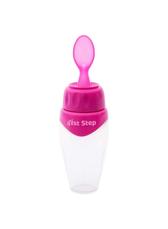 1st Step Non Spill Soft Squeezy Silicone Cereal Feeder With Hygienic Spoon Cover Pink - Image 4