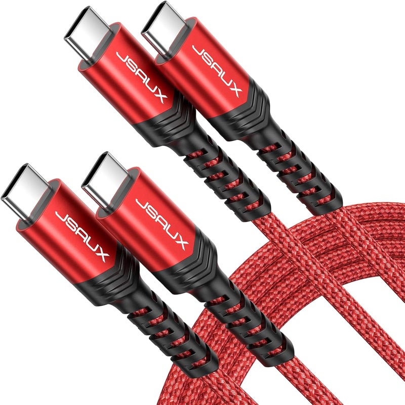 jsaux USB C to USB C Cable 100W, [2-Pack 2M] Type C Cable, USB C PD 5A Fast Charging Cord Compatible with iPhone Air/17/17e/16/15 Pro Max, Samsung Galaxy S24 S23, MacBook Pro/Air, iPad Pro, Pixel-Red - Image 1