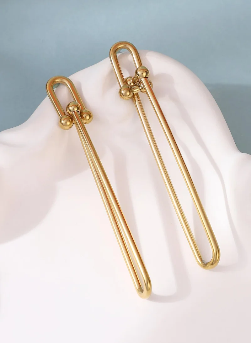 SOHI Women The Paperclip Drop Earrings | California  Colour | One-Size | Metallic Alloy Material | Push Back Closure | Earrings For Casual & Evening Wear