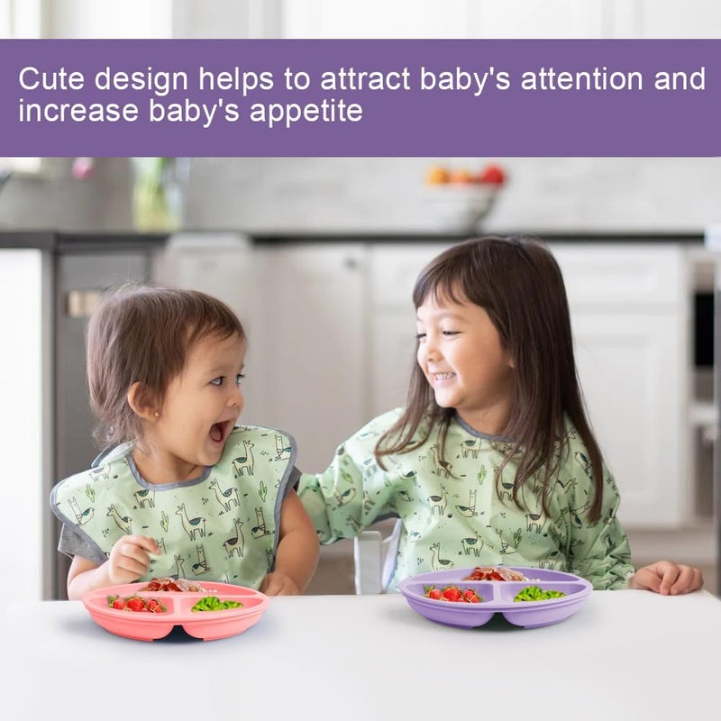 Xacton Silicone Suction Plates I Baby Feeding with 3 Strong Suction Cups I BPA Free, Dishwasher, Freezer & Microwave Safe I Unbreakable I Silicon Grip I Deep Divided for Baby & Toddlers (Purple) - Image 5