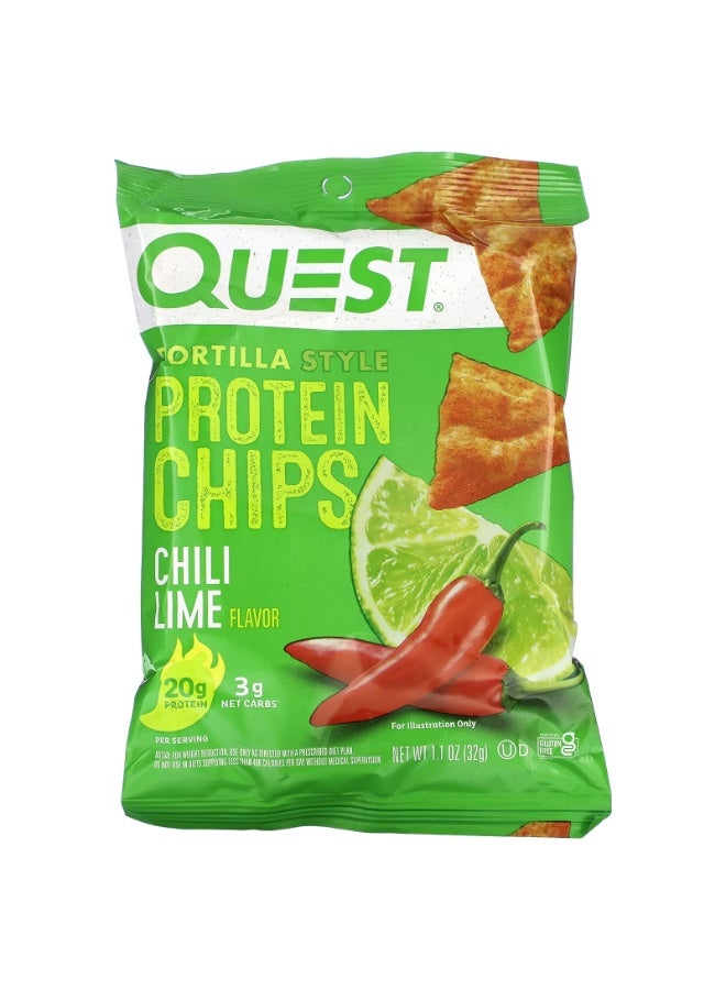 Quest Nutrition, Tortilla Style Protein Chips, Chili Lime, 8 Bags, 1.1 oz (32 g) Each