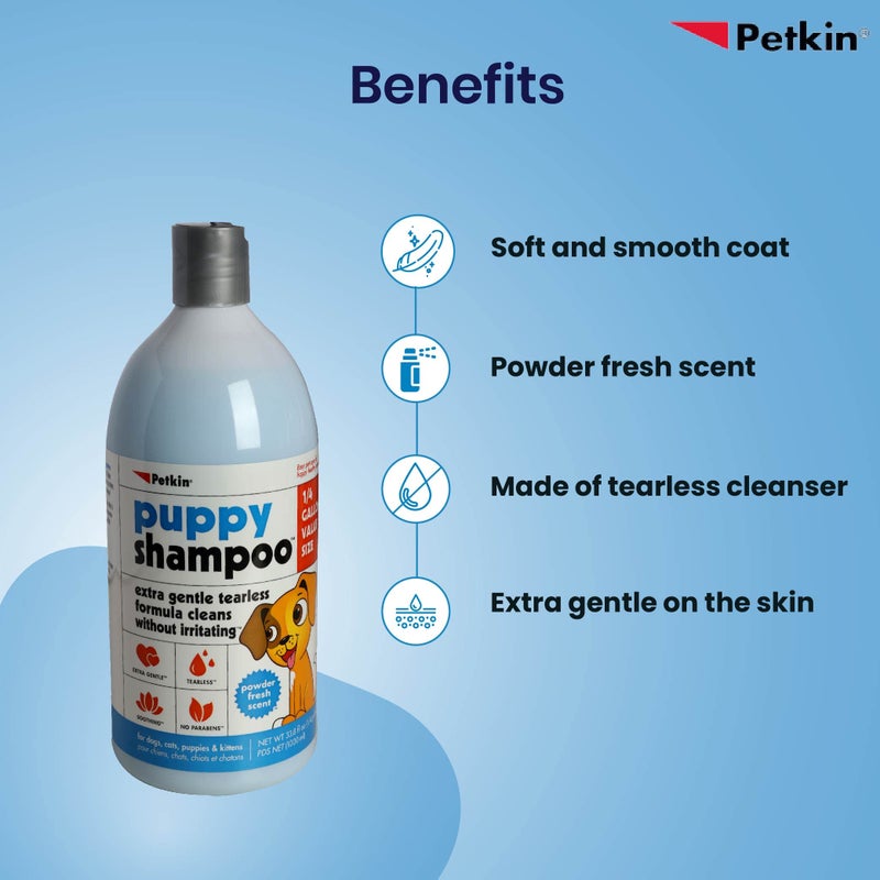 Petkin Puppy Shampoo Cleans Your Pet With An Extra Gentle And Tearless Formula Designed Especially For Puppies. Leaves Coat Soft, Smelling Powder Fresh And Feeling Great-1000 Milliliter - Image 4