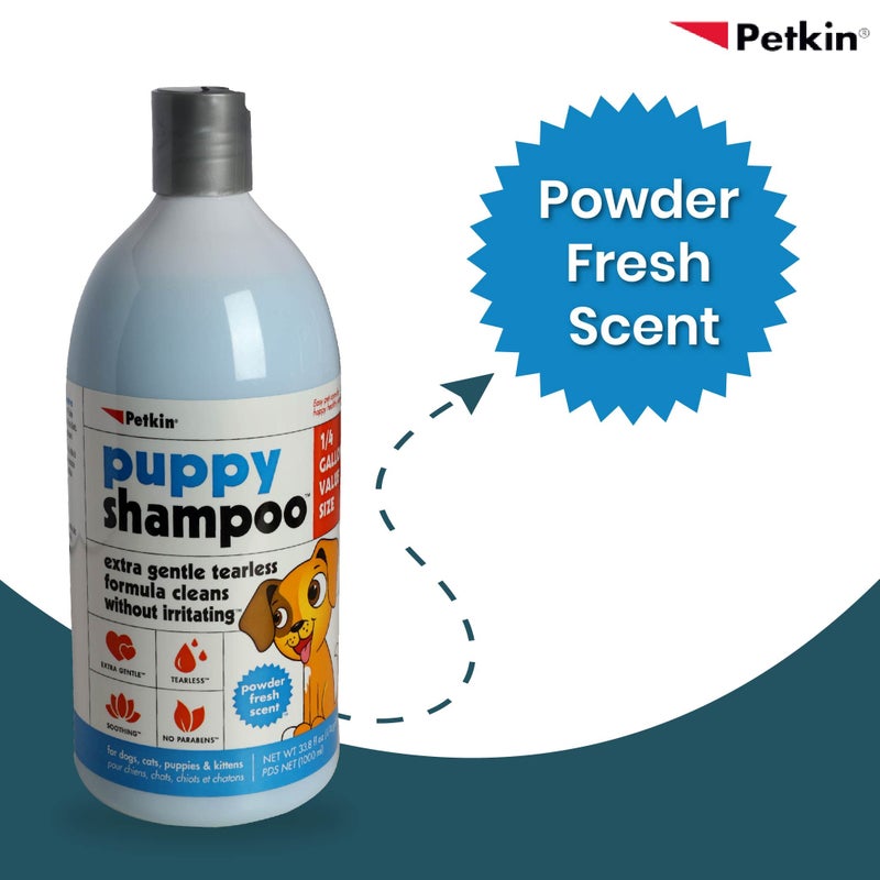 Petkin Puppy Shampoo Cleans Your Pet With An Extra Gentle And Tearless Formula Designed Especially For Puppies. Leaves Coat Soft, Smelling Powder Fresh And Feeling Great-1000 Milliliter - Image 2