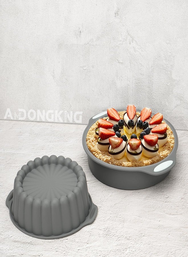 AmDONGKING Silicone Cake Pan, Round Charlotte Cake Mold, Baking Pan for Cheese, Chocolate, Rainbow Cake, Strawberry Shortcake, Brownie, Tart, Pie, 7+9 Inches, 2-PACK - Image 4