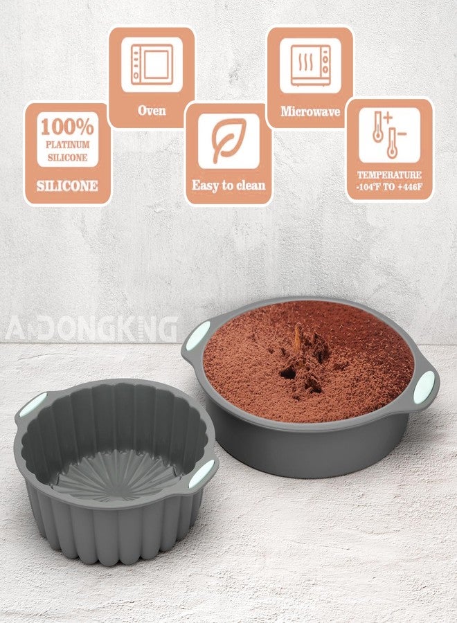 AmDONGKING Silicone Cake Pan, Round Charlotte Cake Mold, Baking Pan for Cheese, Chocolate, Rainbow Cake, Strawberry Shortcake, Brownie, Tart, Pie, 7+9 Inches, 2-PACK - Image 3