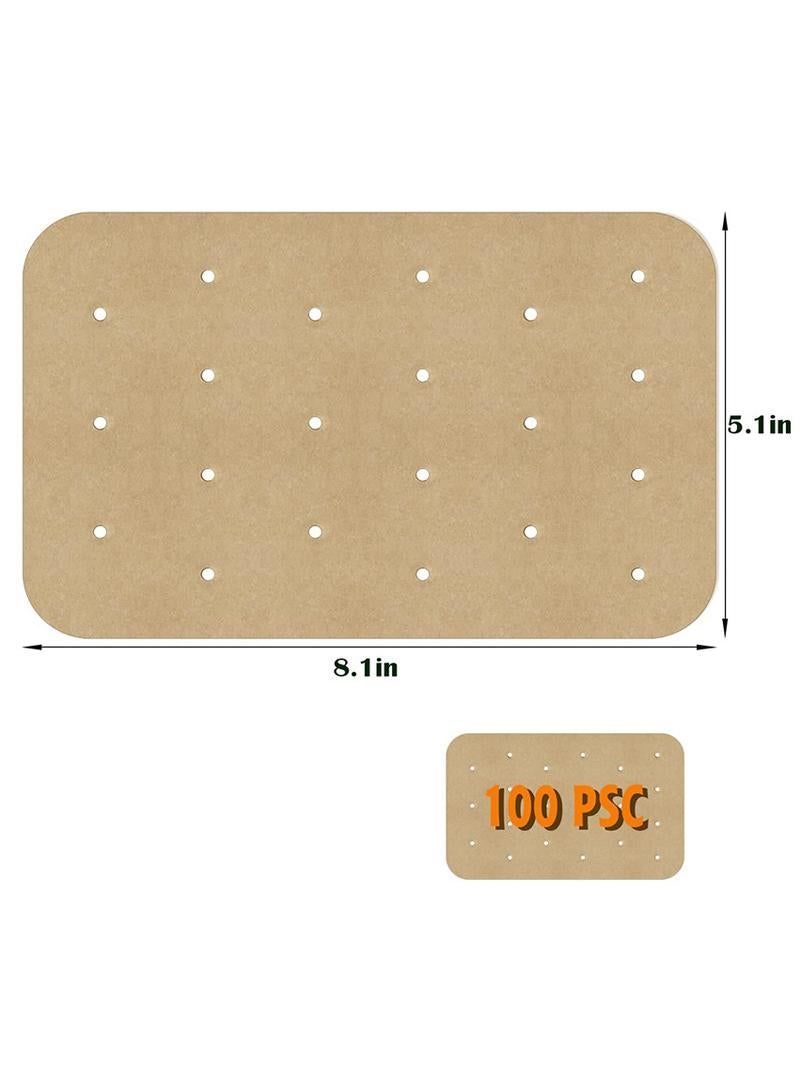 general 100 Pieces Of Disposable Double-Sided Silicone Oil Paper Parchment Paper For AirFryers 8.1X5.1 Inches - Image 2