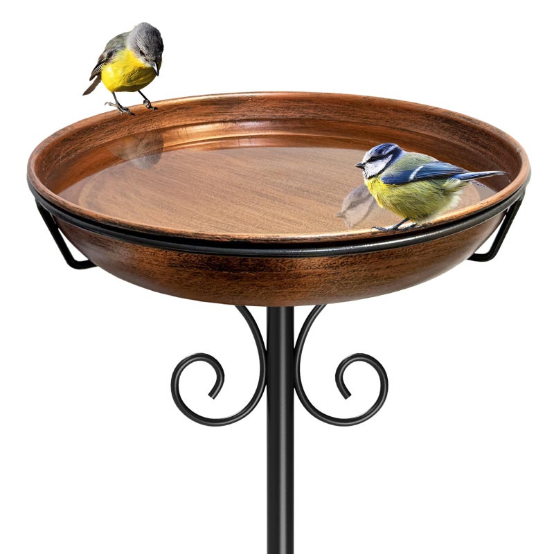 iCHKED 38In Freestanding Bird Bath for Outside, Detachable Birdbaths with Metal Stake, Bird Bath Feeder Bowl for Outdoors Garden Patio Yard Lawn,Sturdy Upgraded 5 Pronged Base (Vintage Bronze) - Image 1