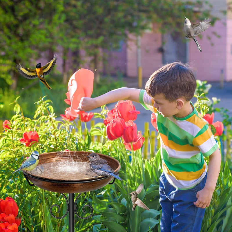 iCHKED 38In Freestanding Bird Bath for Outside, Detachable Birdbaths with Metal Stake, Bird Bath Feeder Bowl for Outdoors Garden Patio Yard Lawn,Sturdy Upgraded 5 Pronged Base (Vintage Bronze) - Image 2