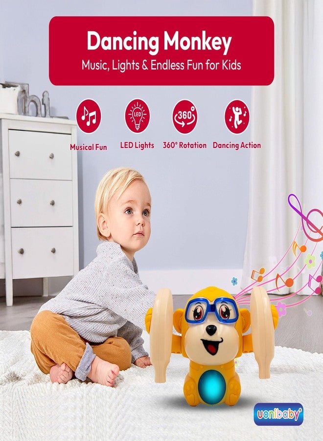 StarAndDaisy Uonibaby by StarAndDaisy Baby Dancing Monkey Toy with 360 Degree Rotation, Clap Activated Music and LED Lights | Interactive Learning Toy for Babies Toddlers Kids Boys Girls -Yellow - Image 2
