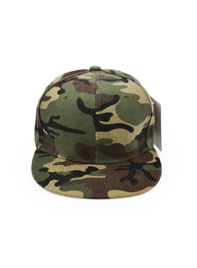 UltraKey Flat Brim Cap, Army Military Camo Baseball Cap Camouflage Hip Hop Flat Bill Plain Snapback Hats Green - Image 4