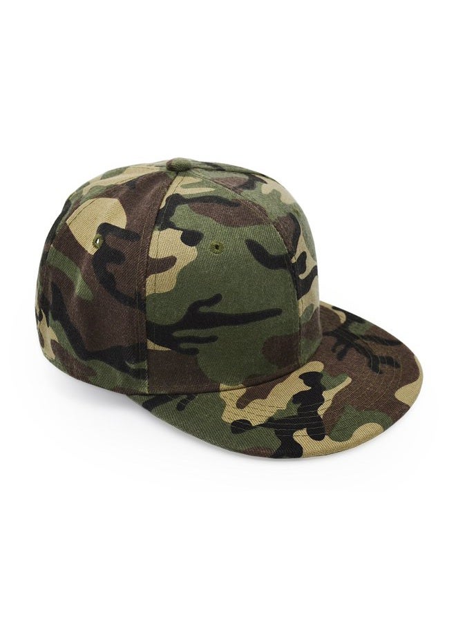 UltraKey Flat Brim Cap, Army Military Camo Baseball Cap Camouflage Hip Hop Flat Bill Plain Snapback Hats Green - Image 1