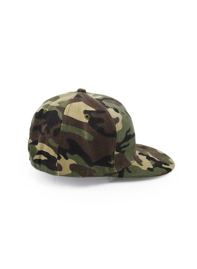 UltraKey Flat Brim Cap, Army Military Camo Baseball Cap Camouflage Hip Hop Flat Bill Plain Snapback Hats Green - Image 3