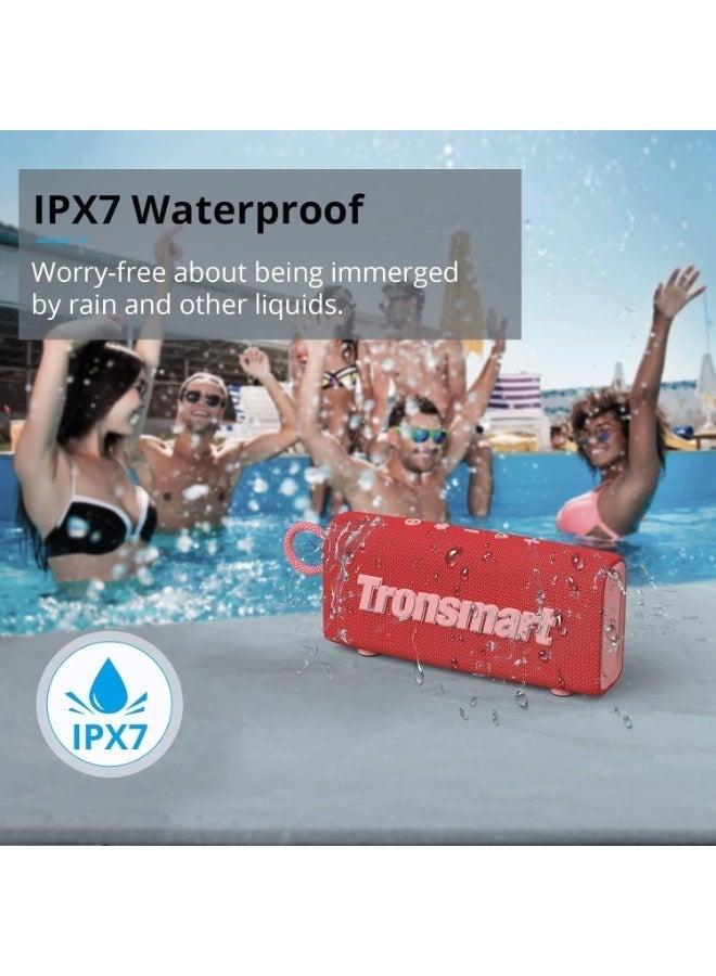 Tronsmart Portable Bluetooth Speaker, Trip Mini Speaker with Bluetooth 5.3, 20H Playtime, AUX, Mic, IPX7 Waterproof Speakers, Wireless Outdoor Speakers Shower Speaker for Beach and Bike Travel- (Red). - Image 5