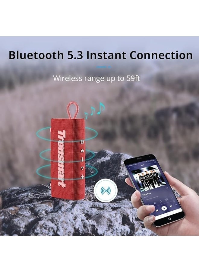 Tronsmart Portable Bluetooth Speaker, Trip Mini Speaker with Bluetooth 5.3, 20H Playtime, AUX, Mic, IPX7 Waterproof Speakers, Wireless Outdoor Speakers Shower Speaker for Beach and Bike Travel- (Red). - Image 3