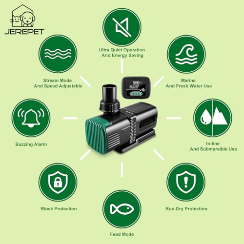 JEREPET 4800GPH Aquarium 36V DC Water Pump with Controller, 105W Submersible and Inline Return Pump for Fish Tank,Fountains,Sump,Hydroponic,Pond,Freshwater and Marine Water Use,25FT Max Lift - Image 3