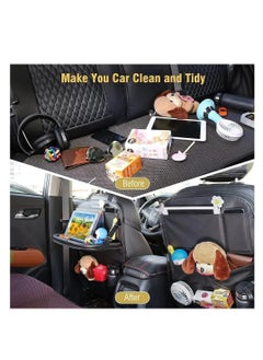 SYOSI Car Back Seat Organizer, 2 Pack Pu Leather Car Back Seat Organizer, with Foldable Table Tray, Babies Toys Storage with Foldable Dining Table Holder, Pocket with Touch Screen Tablet Holder (Red)  - Image 4