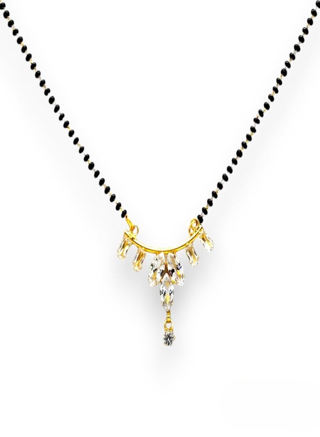 Elleva Small Mangalsutra for Women and Girls Stylish New Combo | Gold Plated Jewellery Set Traditional for Weding, Golden, Set of 2 (Pack of 1) - Image 5
