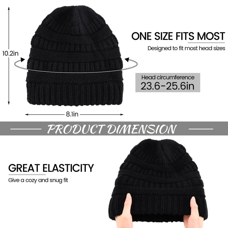 Ultrafun 3 Pack Satin Lined Beanie for Women, Slouchy Winter Hats with Silk Lined, Oversized Knit Warm Hat Skull Cap (Black, Grey, Pink) - Image 2