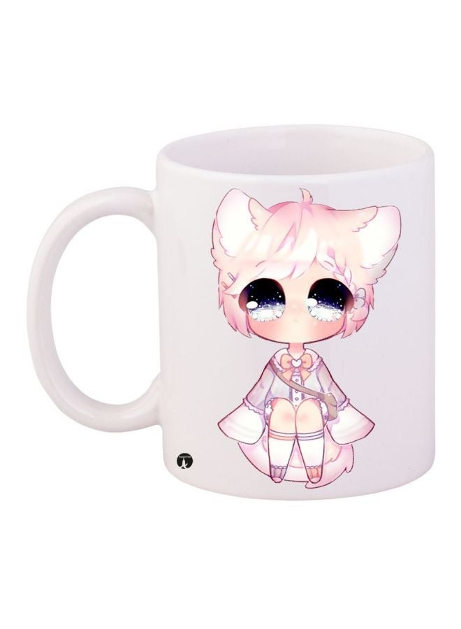 RYN Doll Printed Coffee Mug White/Pink/Blue 11ounce