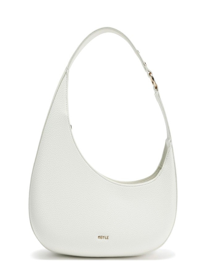 Keyli Shoulder Bag Polene Bags for Women Fashionable Casual Vegan Leather Zip Top-Handle Handbags Quilted Crescent Hobo Purse Beige White - Image 1