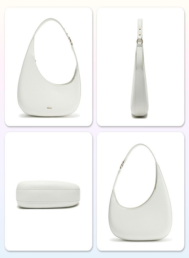 Keyli Shoulder Bag Polene Bags for Women Fashionable Casual Vegan Leather Zip Top-Handle Handbags Quilted Crescent Hobo Purse Beige White - Image 5