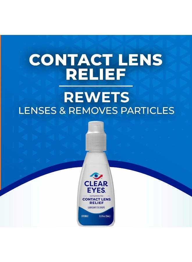 Clear Eyes قطرات عين متعددة الفعالية لعدسات الاتصال 0.5 أونصة سائلة - Image 5