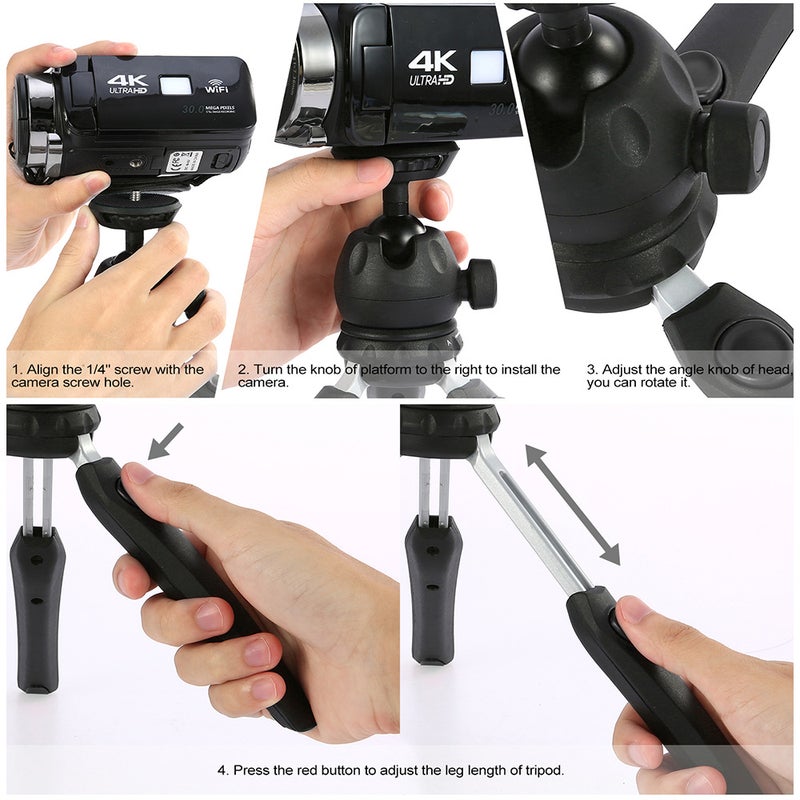 H20 Mini Tabletop Tripod Portable Foldable Phone Camera Tripod Stand with Removable Ball Head with 1/4 Inch Screw - Image 2