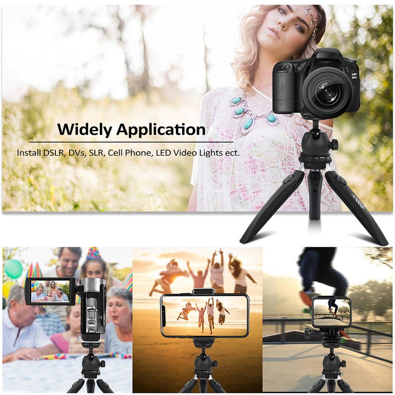 H20 Mini Tabletop Tripod Portable Foldable Phone Camera Tripod Stand with Removable Ball Head with 1/4 Inch Screw - Image 4