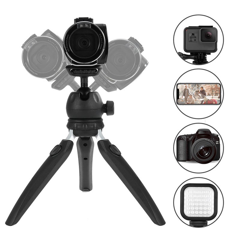 H20 Mini Tabletop Tripod Portable Foldable Phone Camera Tripod Stand with Removable Ball Head with 1/4 Inch Screw - Image 3
