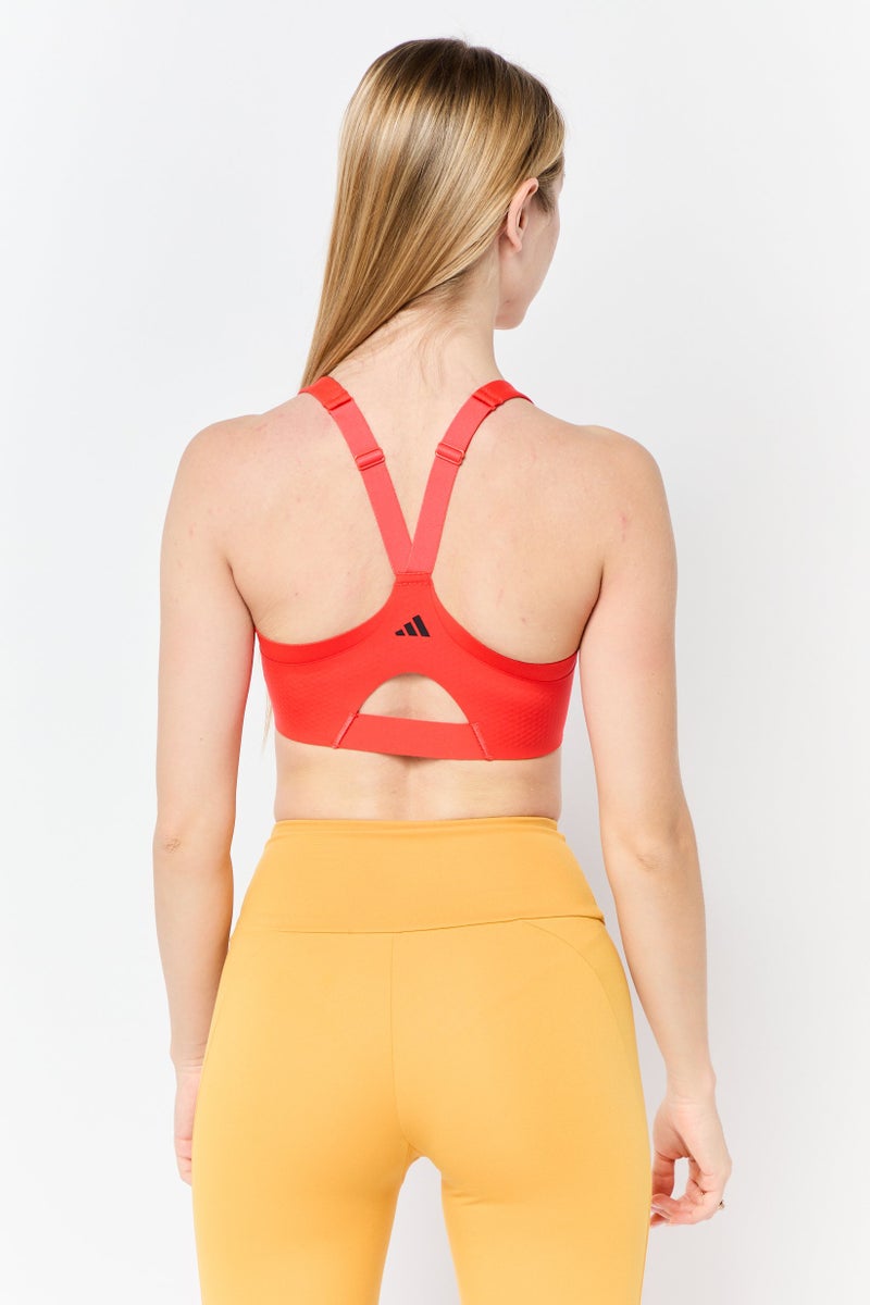 Adidas Women Lightly Padded Training Spots Bra, Red - Image 4