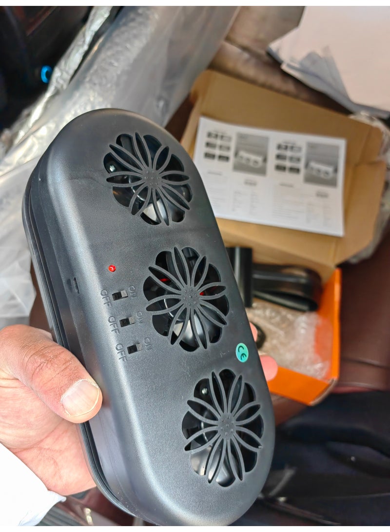 alayjah Alayjah, Solar Car Exhaust Fan, 1 Pc ,Dual USB/Solar Powered, 3-Speed Auto Ventilation, Easy Install, Keeps Car Cool, for SUV/Truck  - Image 2